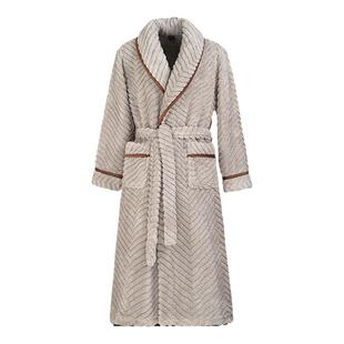 男士睡袍秋冬款冬季珊瑚绒加厚加绒法兰绒浴袍家居服长款男款睡衣