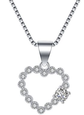 纯正镀白金爱心形高级感刻字吊坠