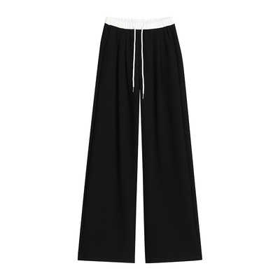 运动裤女春秋2025新款小个子窄版阔腿裤秋冬加绒学生弯刀直筒卫裤