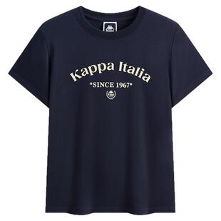 Kappa卡帕2026新款街头休闲风短袖T恤女字母标语印花纯棉上衣百搭