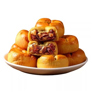 红枣山药核桃饼粗粮营养早餐独立包装无糖糕点枣泥健康好吃核桃包