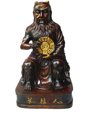 工艺纯铜八卦祖师三皇五帝神像