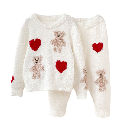 秋冬半边绒儿童睡衣家居服套装