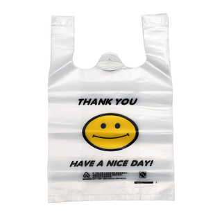 笑脸塑料袋加厚食品级外卖打包袋一次性方便袋手提袋子透明背心袋