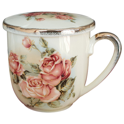 陶瓷queen女皇玫瑰马克杯带盖