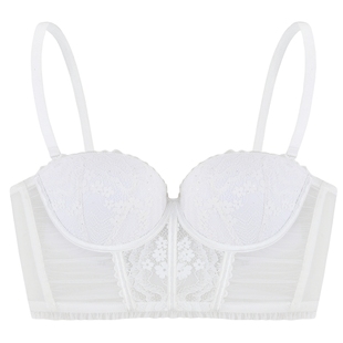 MYBODY商场同款内衣女细闪蕾丝鱼骨胸衣性感可外穿带胸垫内搭美背