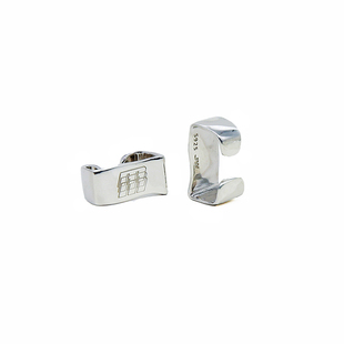 JAMY WEE 原创情侣款925纯银饰镀白金简约个性方形几何图耳夹单只