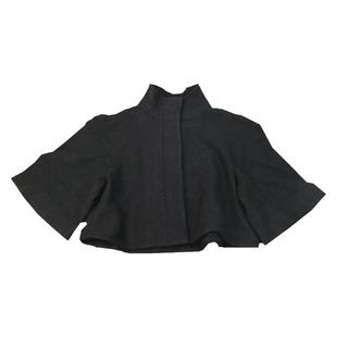 秋冬毛呢外套女针织强缩绒薄款呢料短款开衫立领暗扣纯色宽松直筒