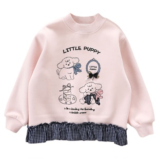 女童蚕丝羊毛加绒卫衣秋冬2025新款中大儿童一体绒保暖内搭上衣