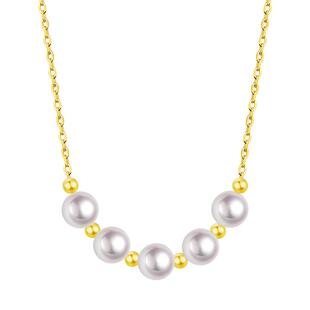 BEAUFINA百分娜18k金Akoya海水珍珠项链微笑系列时尚趣味轻奢颈饰