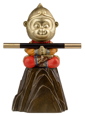 铜师傅我心向佛玄关摆件