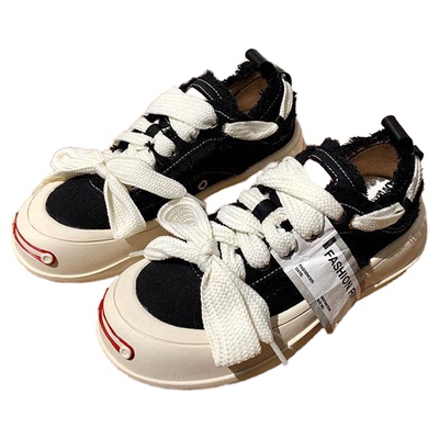 檀健次同款开口笑厚底增高帆布鞋