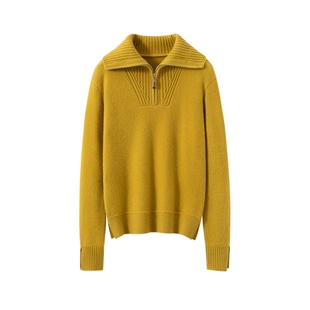 LP同款100%纯山羊绒衫女半开拉链宽松套头毛衣时尚显瘦高级针织衫