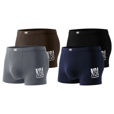 NBA品牌正品男士内裤A类纯棉男生四角裤衩10A抑菌透气四角短裤新