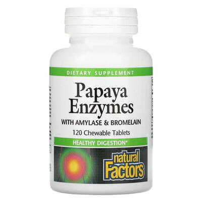 Natural Factors,含淀粉酶和菠萝蛋白酶的番木瓜酶，60 片咀嚼片