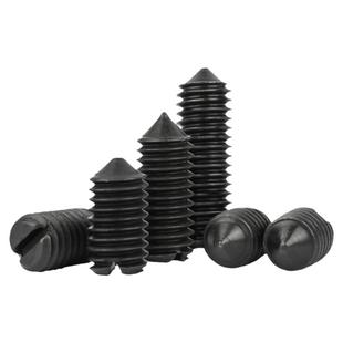 4.8级铁发黑一字尖端紧定螺丝开槽紧定螺钉GB71顶丝无头机米M2-M8