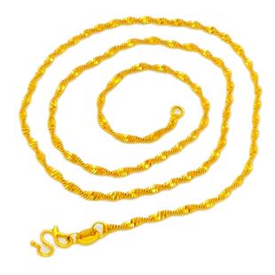 沙金项链女士细款999仿真镀18K黄金色单链子无吊坠锁骨链精致饰品