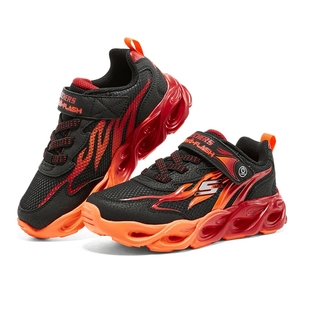 斯凯奇outlets童鞋男童闪灯鞋可控开关儿童运动鞋网鞋发光亮灯鞋