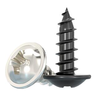 PWA 铁镀镍/黑锌圆头十字带垫自攻螺丝盘头带介螺钉M2M2.6M3M4mm