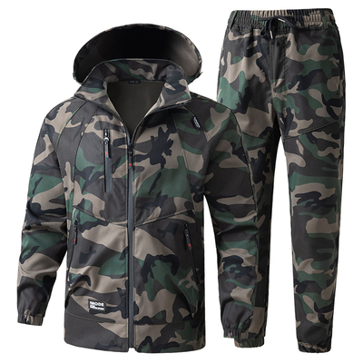 春秋款弹力迷彩工作服套装