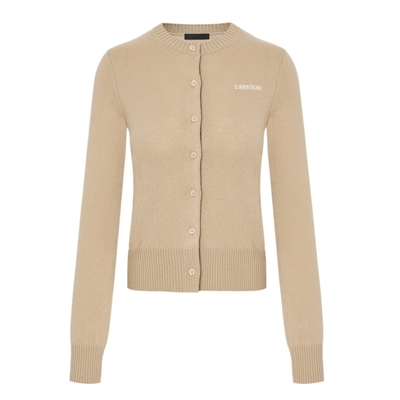 MOCO山羊绒圆领短款刺绣针织开衫