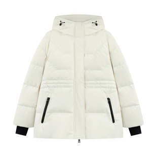 NILICO陈媚【雪绒冬日】气质显瘦收腰连帽撞色点缀白鹅绒羽绒外套