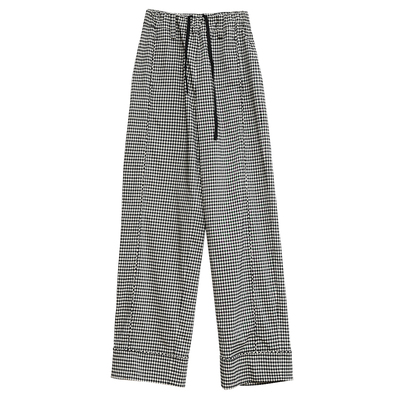 Carolingian高阶松弛！Lyocell醋酸混纺松紧腰宽松格子裤阔腿裤