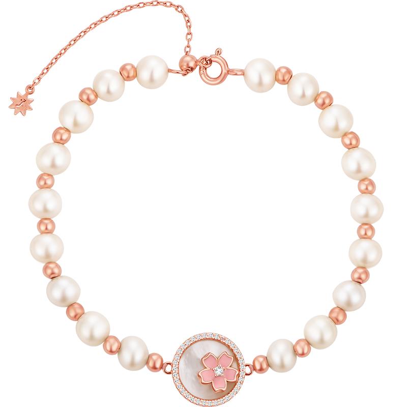 SIMPLEJOYS简单快乐樱花珍珠手链白母贝s925银轻奢高级生日礼物