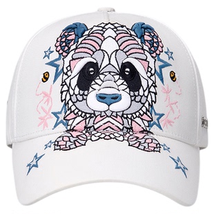 D8D特价春秋韩版潮卡车帽男款女款3D刺绣熊猫高顶显脸小棒球帽