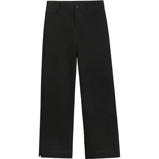 布景休闲裤女2025冬季新品简约纯色脚口开叉厚款加绒裤子长裤1971