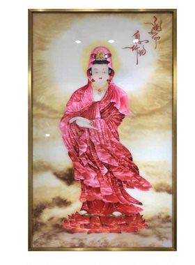 新中式珐琅彩手绘观音挂画定制画