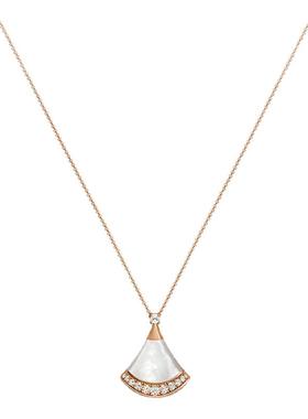 周珍珍裙子项链18k 天然扇子吊坠百搭锁骨链高版本送女友闺蜜款