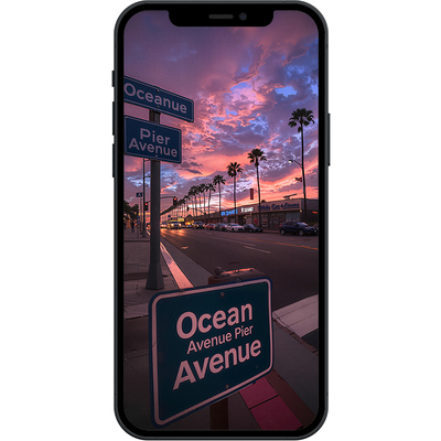 霞染海滨加州街角8K超清壁纸iphone苹果安卓手机电脑ipad平板壁纸