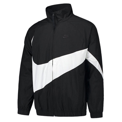 NIKE BIG SWOOSH大钩子LOGO黑白梭织男子运动夹克外套 AR3133-010