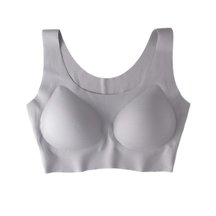 JA无痕超薄乳胶棉透气背心文胸聚拢一片式女士背心式运动睡眠内衣