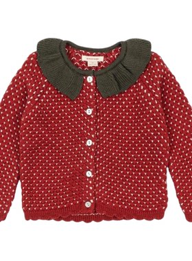 3件5折Little现货丹麦Konges FW25儿童针织开衫草莓帽子手套脚套