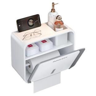 佳帮手卫生间纸巾盒厕纸盒免打孔壁挂式防水厕所置物架抽纸卷纸盒