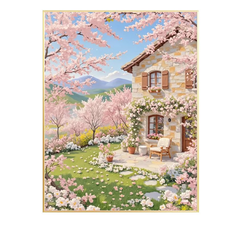 乡村小屋钻石画方钻满点钻十字绣