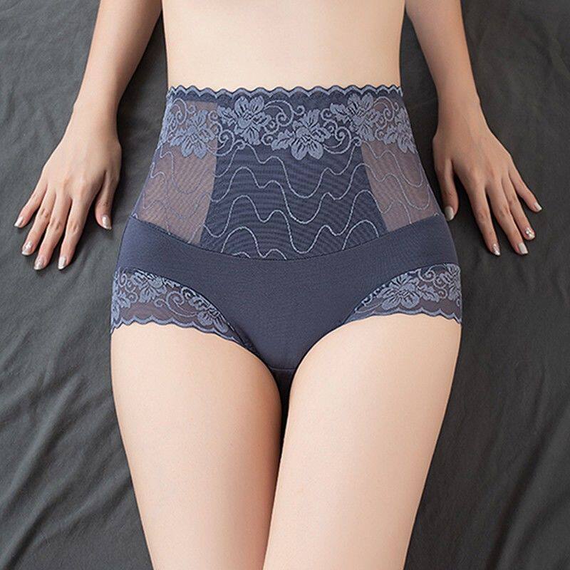纯棉收腹内裤女士性感迷人蕾丝无痕中腰女生高腰大码胖mm三角裤头