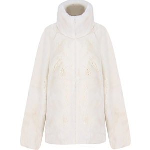 YOU獭兔毛皮草女装外套2025新款冬装加厚宽松毛毛短上衣连帽立领