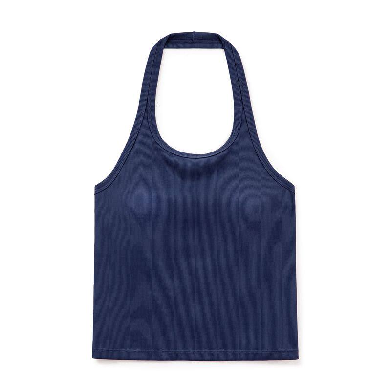 马登美式辣妹冰丝带胸垫无袖挂脖吊带bra短背心一体外穿上衣女士