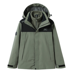 Mizuno/美津浓户外三合一登山服男款夹克徒步防风防水冲锋衣男装