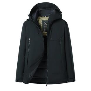 啄木鸟冬季冲锋衣夹克外套男士加绒加厚连帽工装棉服保暖防风棉衣