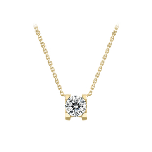 【培育】钻玺正品牛头项链1克拉人造培育钻石真钻四爪吊坠18K黄金