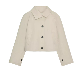 ZARLuvip查罗女装新款短款风衣夹克米色单排扣外套上衣女3833245