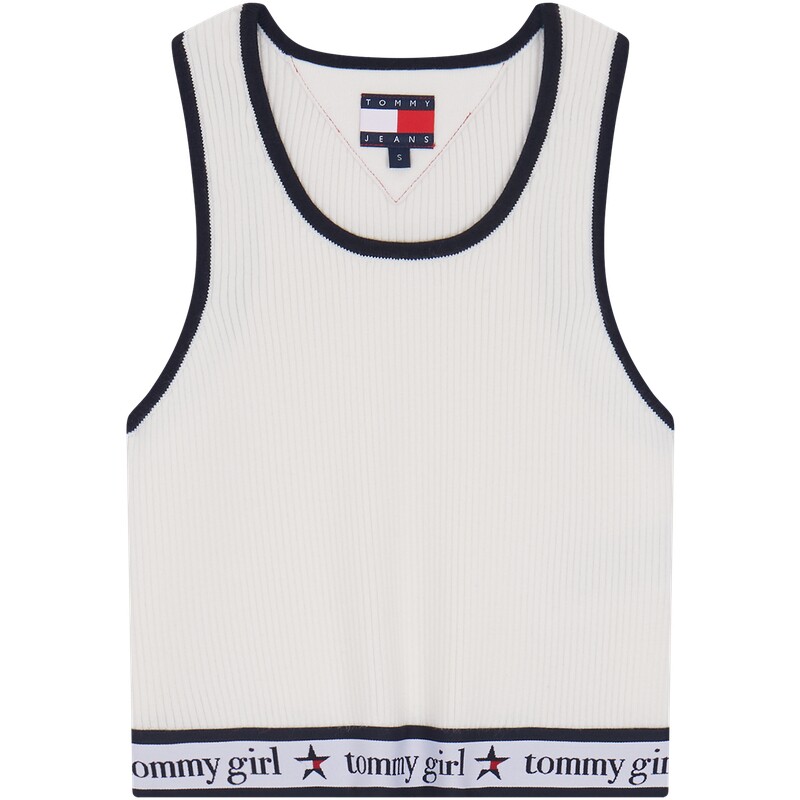 Tommy女装学院风镶边修身背心