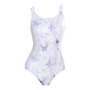 2025新款小清新仙气幻蝶泳衣女连体三角竞速游泳馆专业爆款泳衣