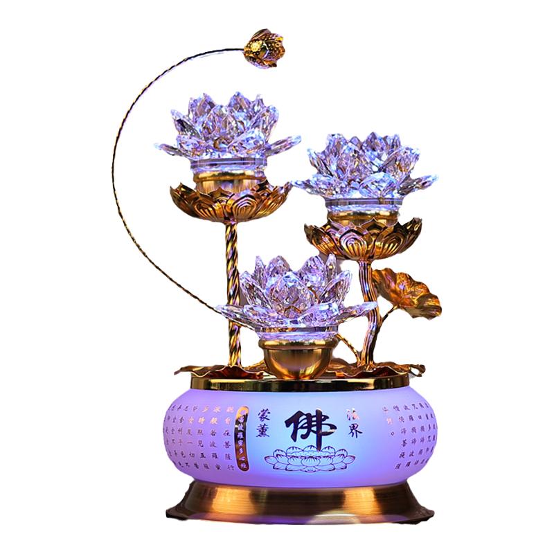 莲花灯新款家用插电led七彩水晶