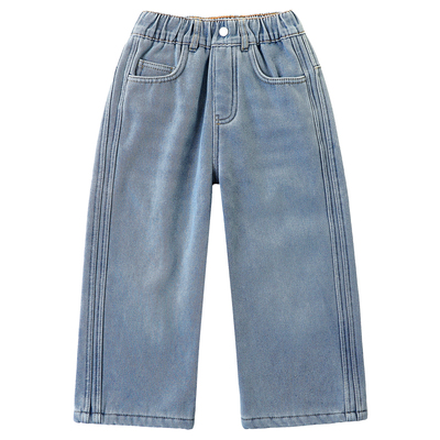 男童加绒裤子秋冬2025新款牛仔裤