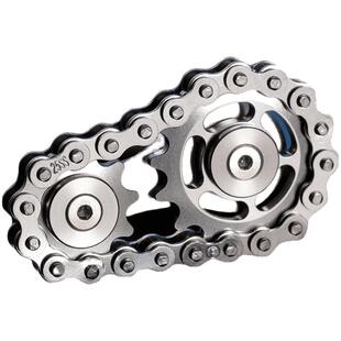 链齿飞轮指尖陀螺手指齿轮飞链链条解压神器金属联动黑科技玩具